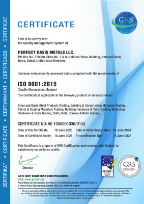 Perfect Oasis Metals llc ISO certificate