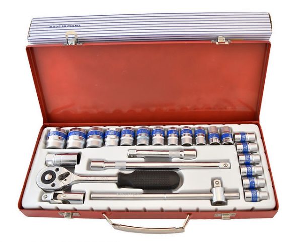 Socket Set 24pcs Set Metal Box (Blue Line)